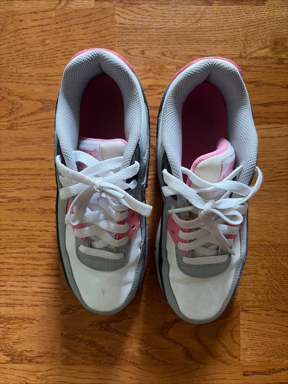 Nike Air Max 90 Shoe Y 4.5 EU 36.5 Sneaker Low Top White Gray Black Pink Girls